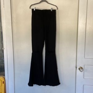 Mumu Blue high rise bell bottom ankle fray. Size L